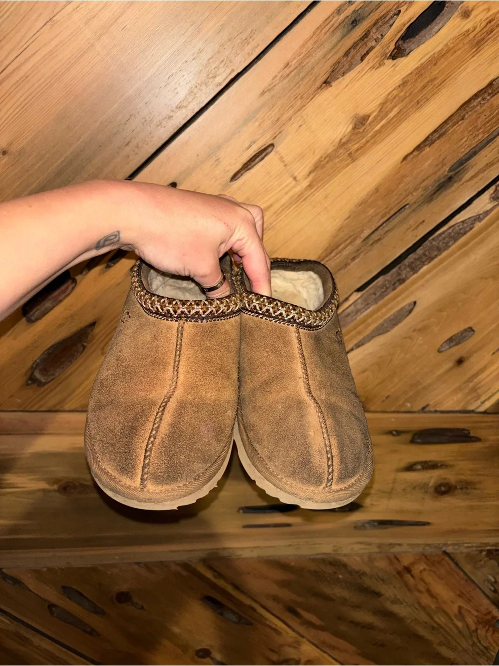 UGG Kids Tan Suede Tasman Slippers